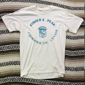 Men's Vintage 80's Fishers Peak State Park Chiropractic White T Shirt Tee Sz L
